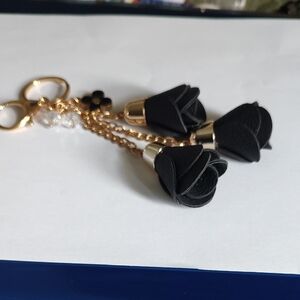 Elegant Black Rose Keychain